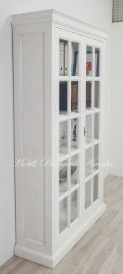 Libreria vetrina in legno massello 2 ante con inglesina finitura laccata colore bianco